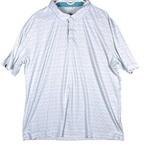 Swannies Golf Polo Shirt Mens 3XL Aqua White Geometric Print Performance Sport
